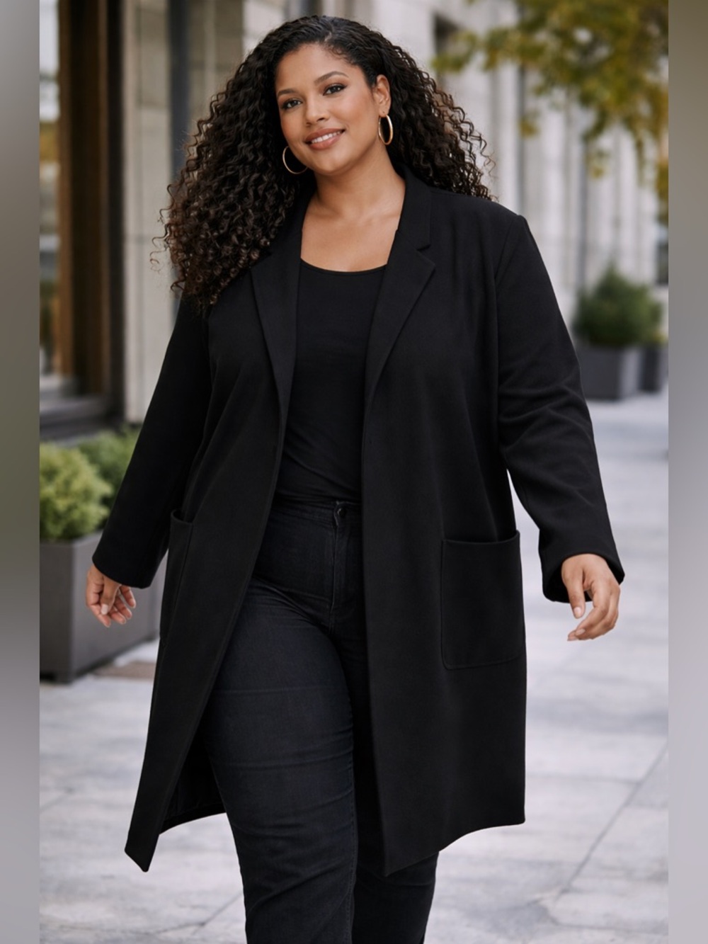 Joe Fresh Black Long Coatigan 3X